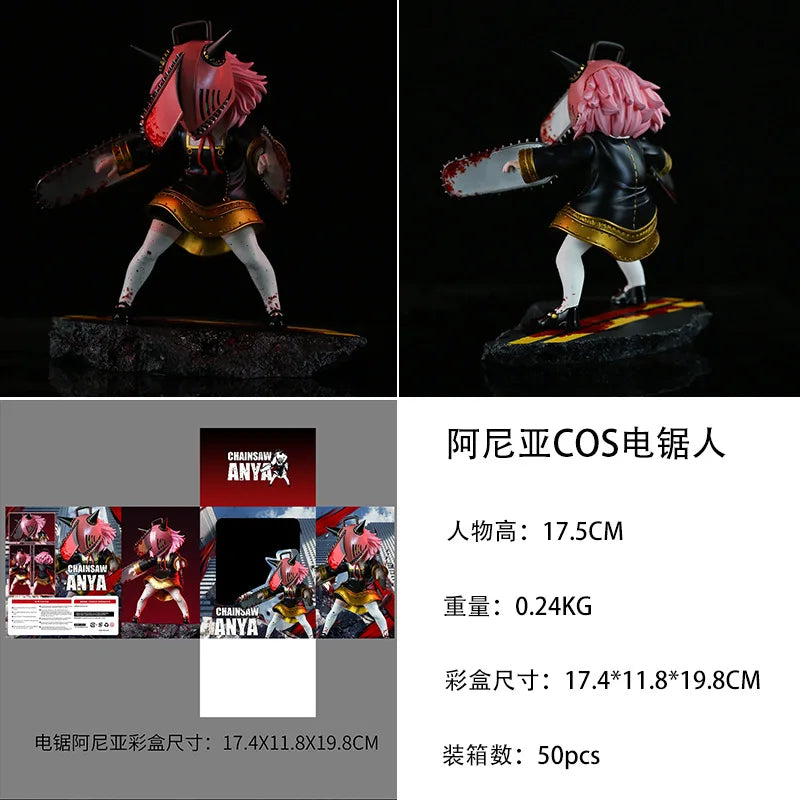 Anya Forger Chainsaw Man Cosplay Figurine | Spy x Family Anime Collectible Action Figure Statue 18CM