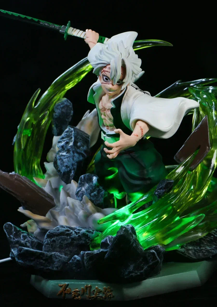 Demon Slayer Sanemi Shinazugawa Wind Hashira Action Figure Statue with LED Light Effect 30cm