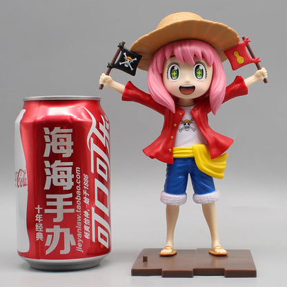 SPY x FAMILY Anya Forger Cosplay Monkey D. Luffy Action Figure - One Piece Crossover Collectible Anime Figurine 19CM