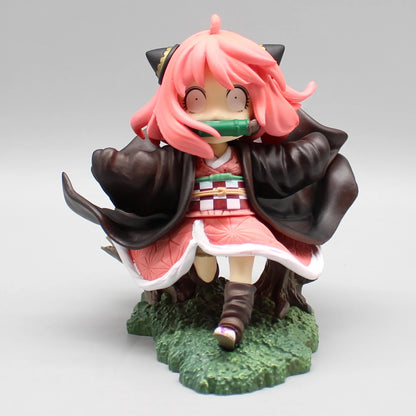SPY×FAMILY Anya Forger x Demon Slayer Nezuko Cosplay Anime Action Figure 12cm