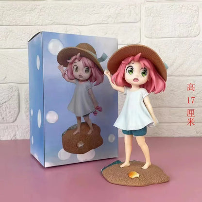 Anya Forger Figure - SPY x FAMILY Anime Statue with Straw Hat & Summer Dress 17CM