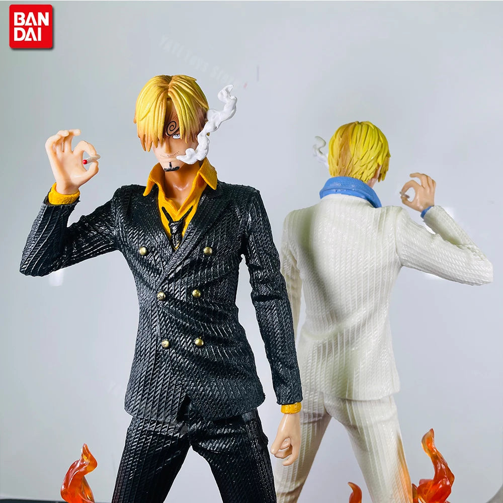 One Piece Vinsmoke Sanji Action Figure | Anime Collectible PVC Statue | Black & White Suit Edition with Smoking Effect 32cm