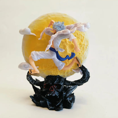 One Piece Gear 5 Luffy Moon Lamp LED Night Light | Sun God Nika Figure Statue Collectible 14cm