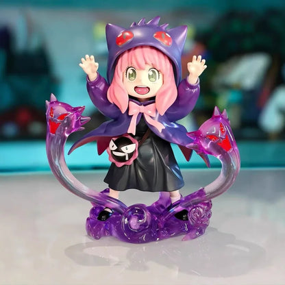 Anya Forger Gengar Cosplay Figure - SPY x FAMILY x Pokémon Crossover GK Statue - Limited Edition Anime Collectible Toy Gift 17cm