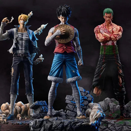 One Piece Dream Studio Battle Injured Luffy Zoro Sanji Resin Statue Set 30cm