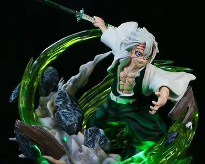 Demon Slayer Sanemi Shinazugawa Wind Hashira Action Figure Statue with LED Light Effect 30cm